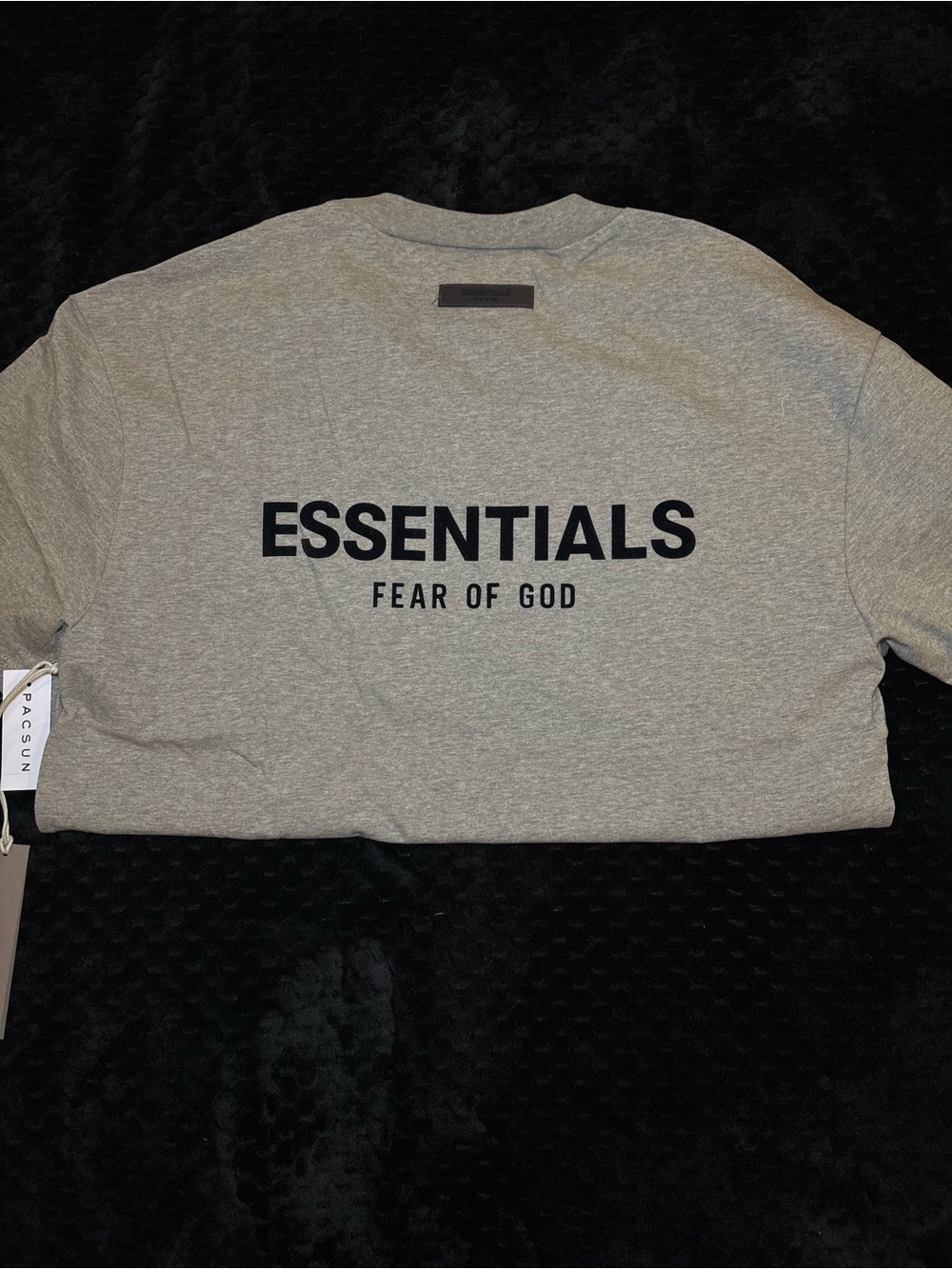Essentials Fear of God Gray Short Sleeve Tee with Black Logo